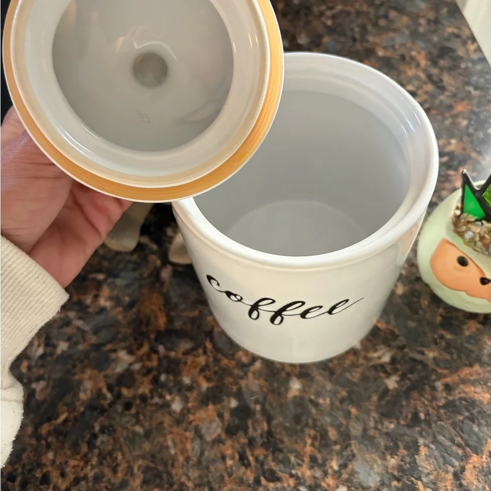 White Ceramic Coffee Canister - Picture 2 of 2